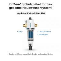 Aquintos Rückspülfilter mit Druckminderer und Manometer RDX 1 - 10 bar 1"Zoll - DN25 Hauswasserfilter Hauswasserstation