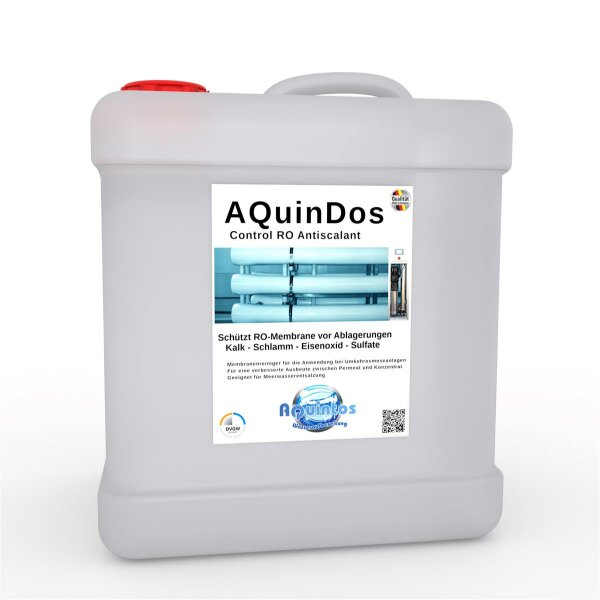 AQuinDos Control RO Antiscalant 20 Liter für RO Umkehrosmose-Anlagen Reiniger RO Membranen mit Zulassung nach Trinkwasser-Verordnung - Zolltarifnummer 29319000