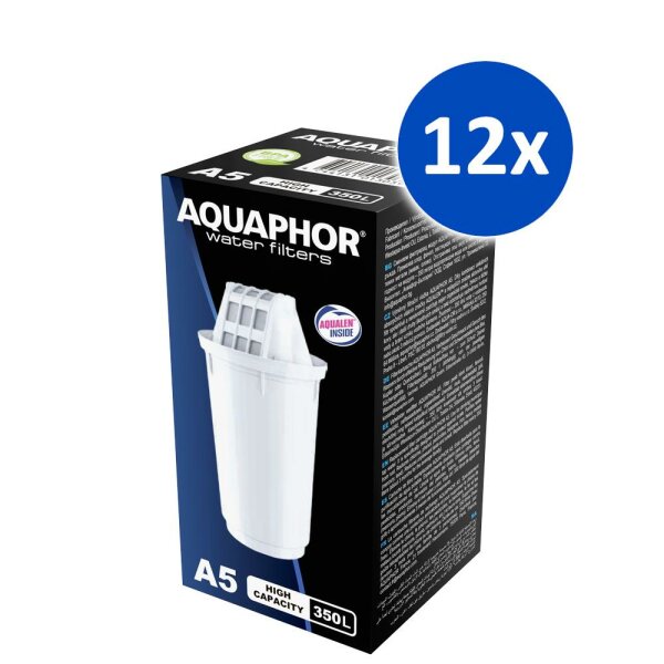 AQUAPHOR A5 Aqualen Wasserfilter-Kartusche 12 Stück für Provence, Prestige, Atlant, Arctic und Smile Tischwasserfilter