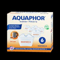 AQUAPHOR MAXPHOR+ H Filterkartusche Wasserfilter 6er Pack mit EXTRA KALKSCHUTZ AQUALEN für Tischwasserfilter