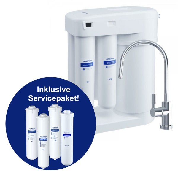 AQUAPHOR RO-101S Umkehrosmoseanlage mit 1 Wege Wasserhahn weiß Trinkwasserfilter Reverse Osmosis System 50 GPD Membran für 190 Liter am Tag